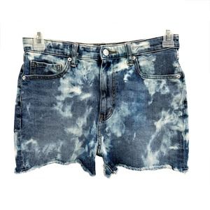 Uniqlo Custom Bleach Tie Dye Denim High Rise Jean Shorts